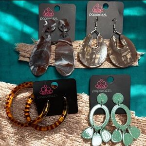 Paparazzi Earrings Set - Brown, Green, Silver